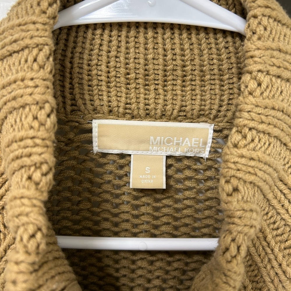 Michael Kors Brown Knit Poncho Sweater Cape Cardigan, Size S - Picture 5 of 9